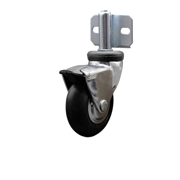 Service Caster 3 Inch Bright Chrome Neoprene Rubber Caster with Brake